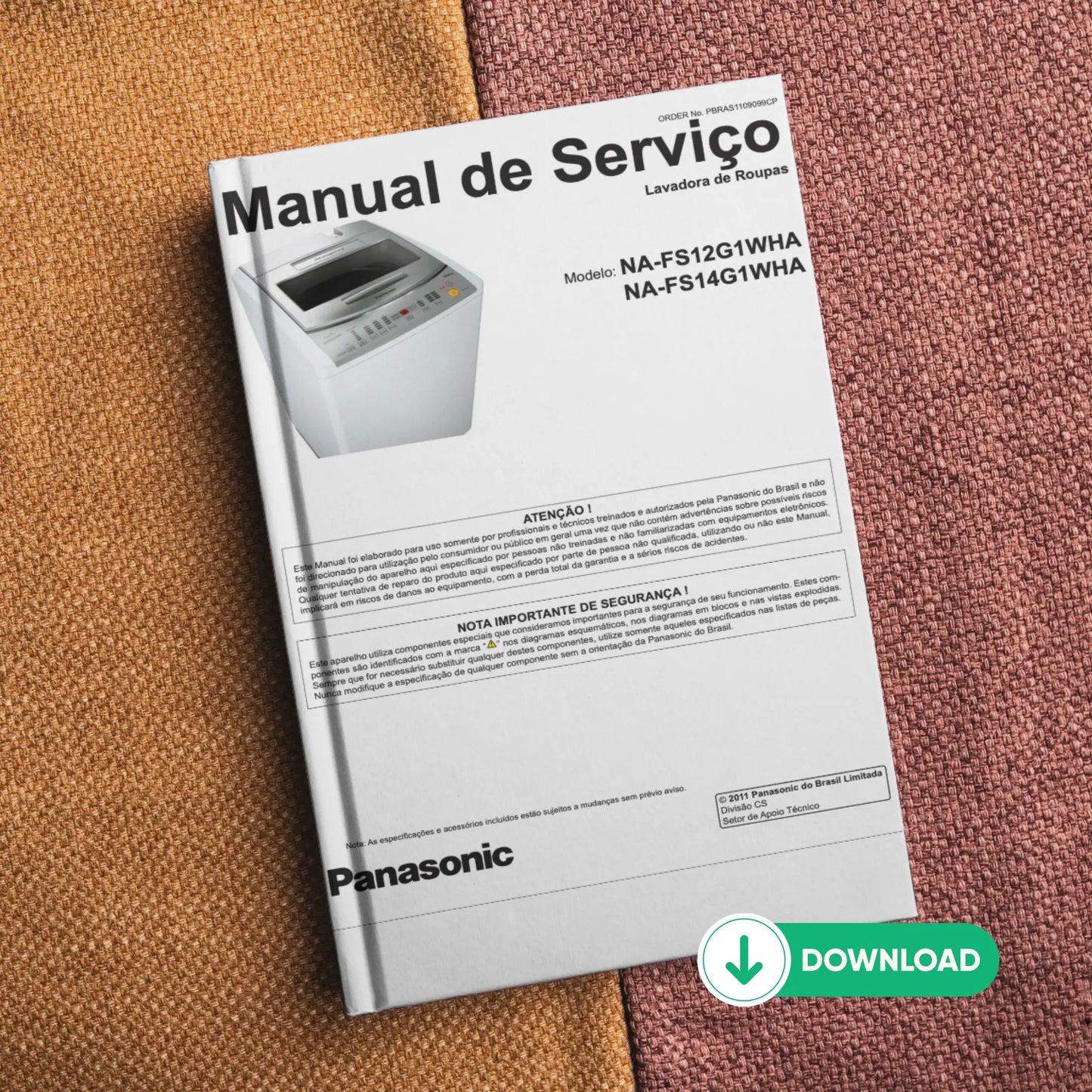 Manual Técnico de Serviços Lavadoras Panasonic NA-FS12G1WHA e NA-FS14G1WHA - Baixar PDF