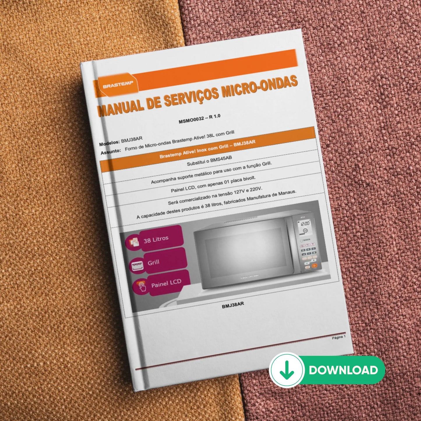 Manual Técnico de Serviços Micro-ondas Brastemp BMJ38AR - Baixar PDF