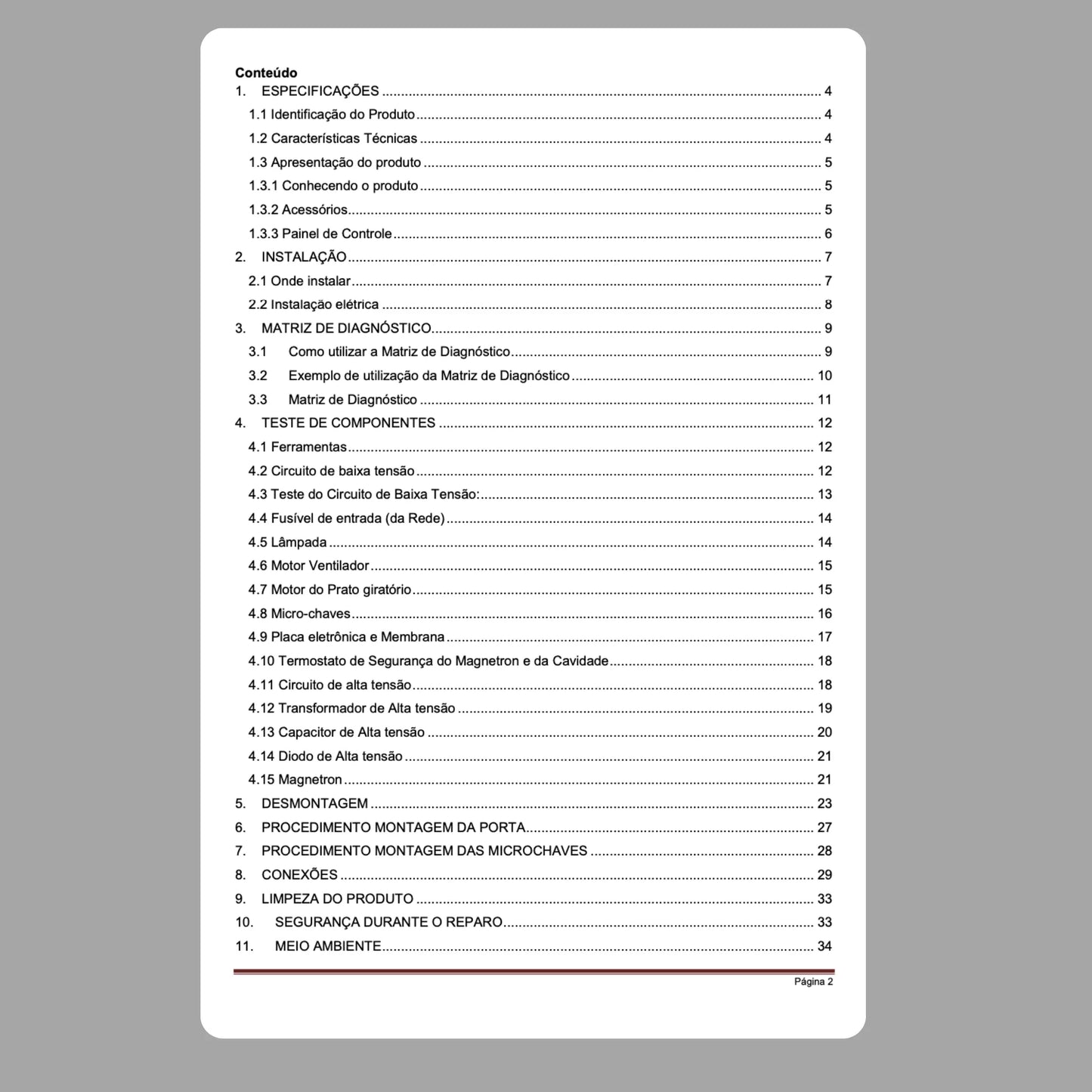 Manual Técnico de Serviços Micro-ondas Brastemp BMJ38AR - Baixar PDF
