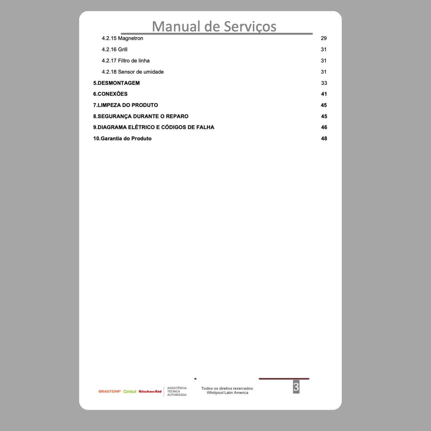 Manual Técnico de Serviços Micro-ondas Brastemp BMO40AR - Baixar PDF