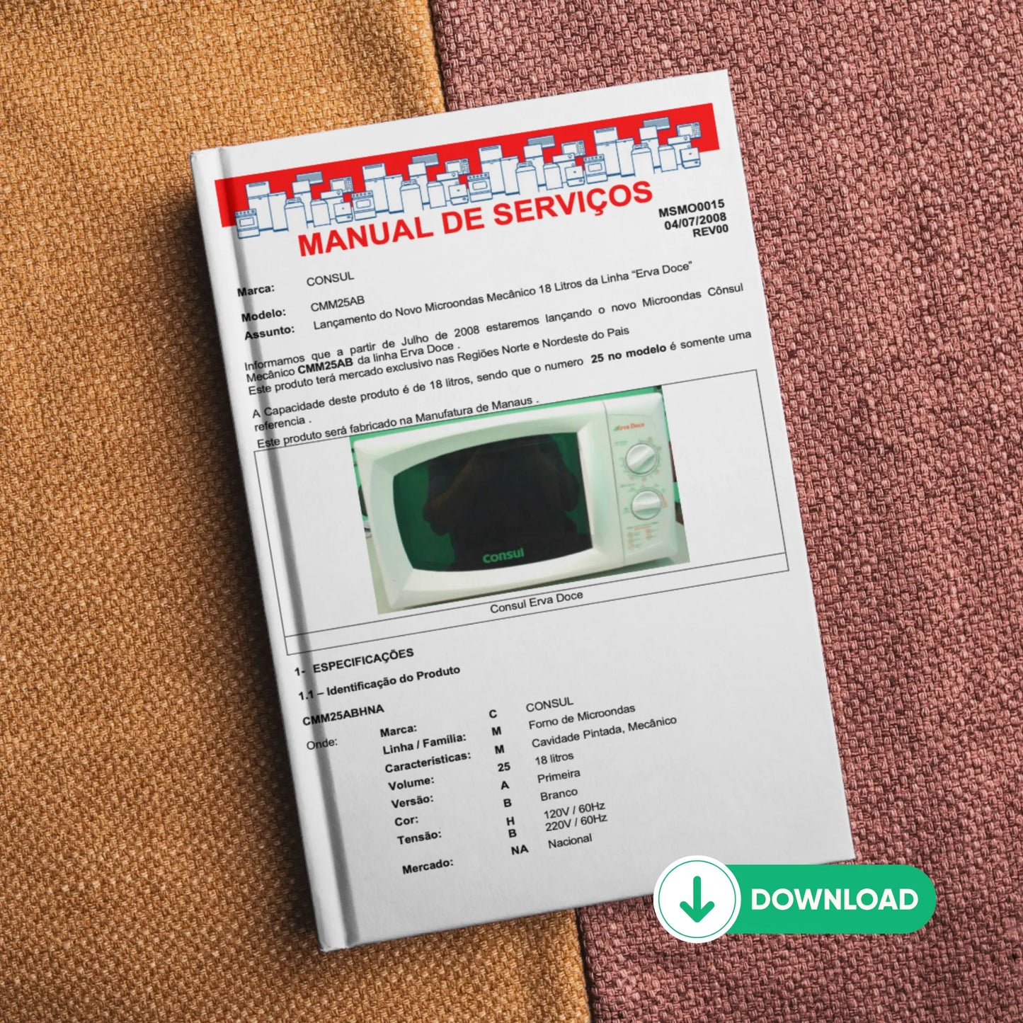 Manual Técnico de Serviços Micro-ondas Consul CMM25AB - Baixar PDF