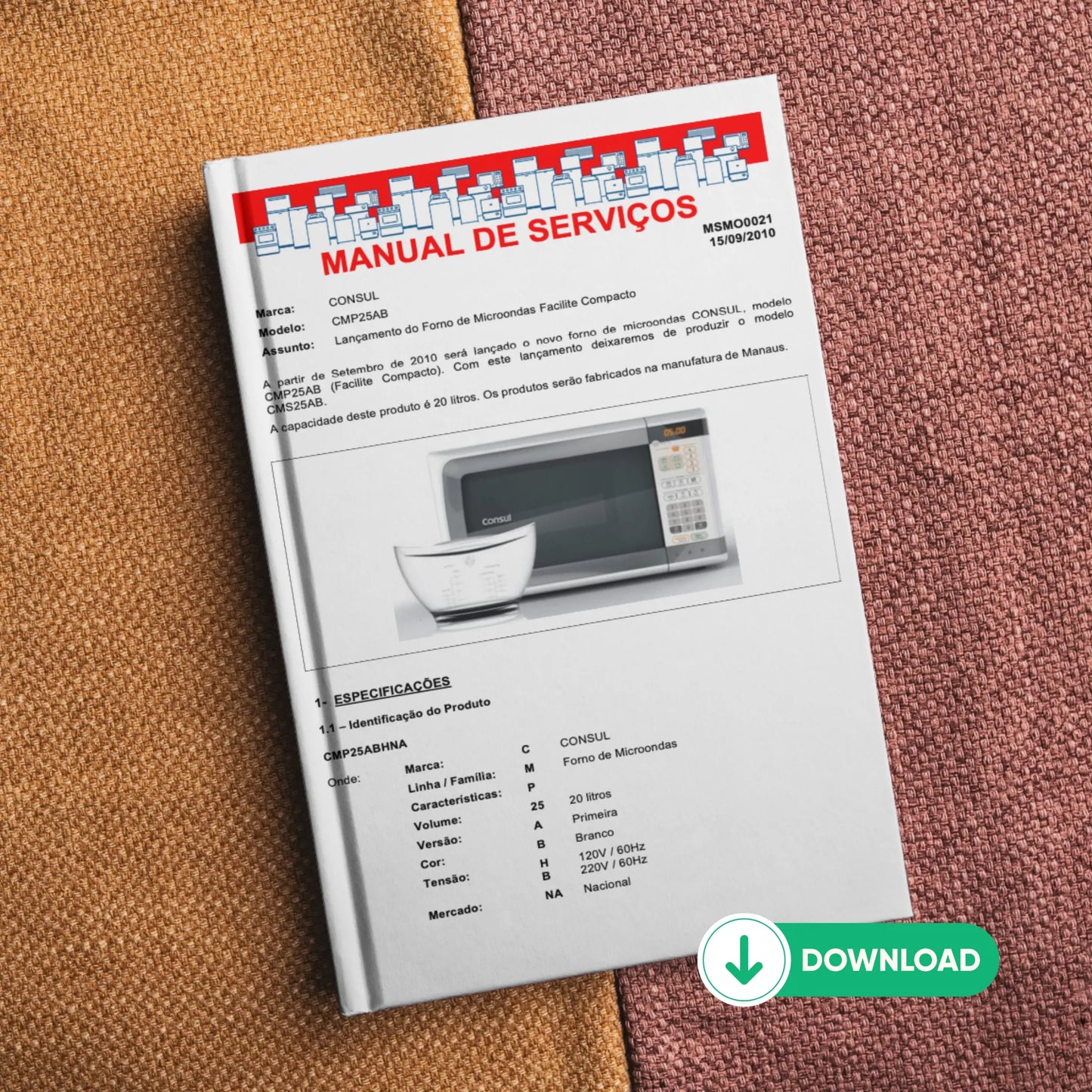 Manual técnico de servicio de microondas Consul CMP25AB - Descargar PDF