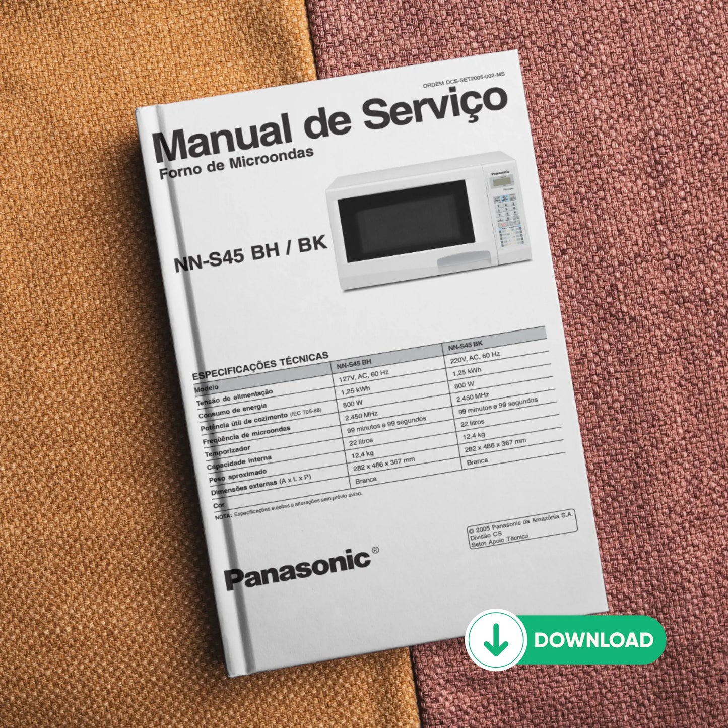 Manual Técnico de Serviços Micro-ondas Panasonic NN-S45BH e NN-S45BK - Baixar PDF