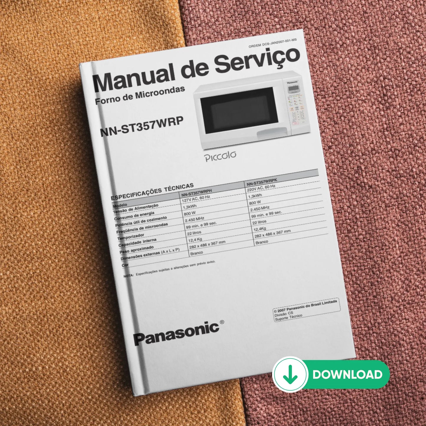 Manual de servicio técnico del horno microondas Panasonic NN-ST357WRPH/K - Descargar PDF