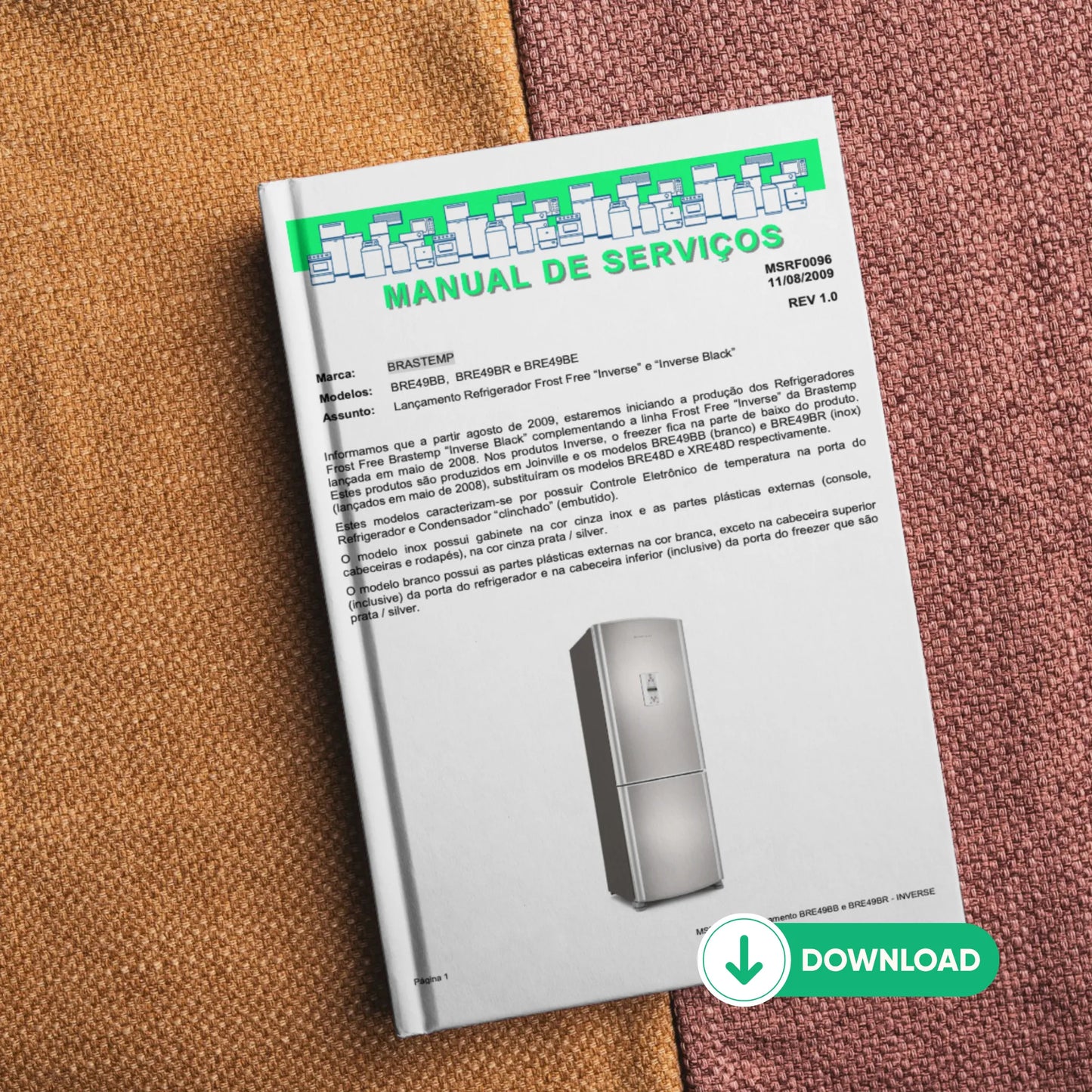 Manual Técnico de Serviços Refrigerador Brastemp BRE49BB/BRE49BR/BRE49BE - Baixar PDF