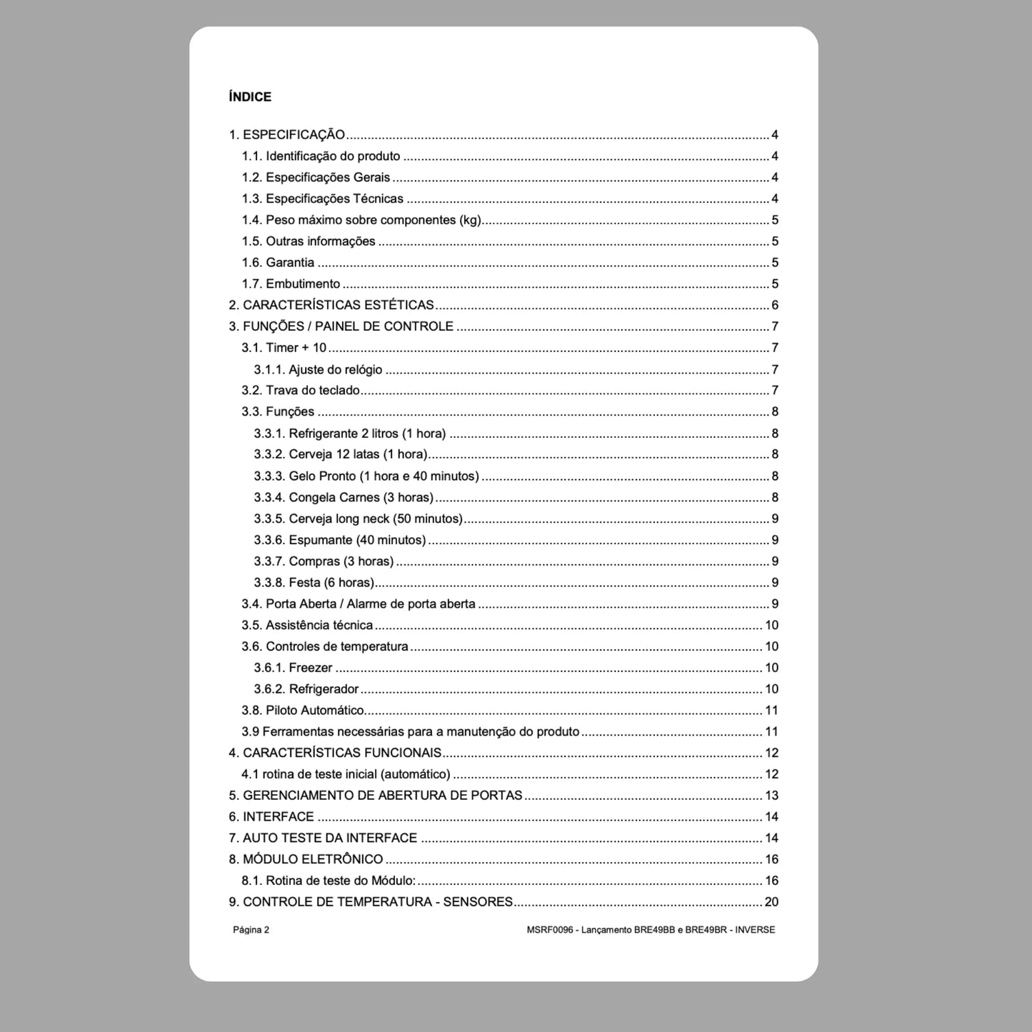 Manual Técnico de Serviços Refrigerador Brastemp BRE49BB/BRE49BR/BRE49BE - Baixar PDF