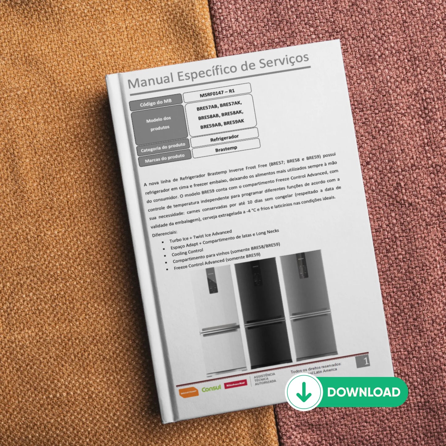Manual Técnico de Serviços Refrigerador Brastemp BRE57/58/59 - Baixar PDF