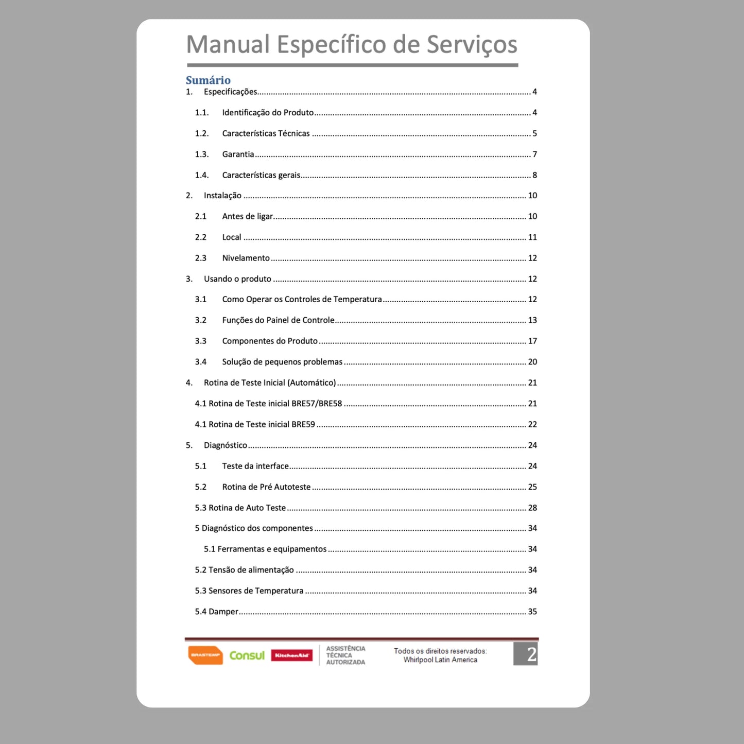 Manual Técnico de Serviços Refrigerador Brastemp BRE57/58/59 - Baixar PDF
