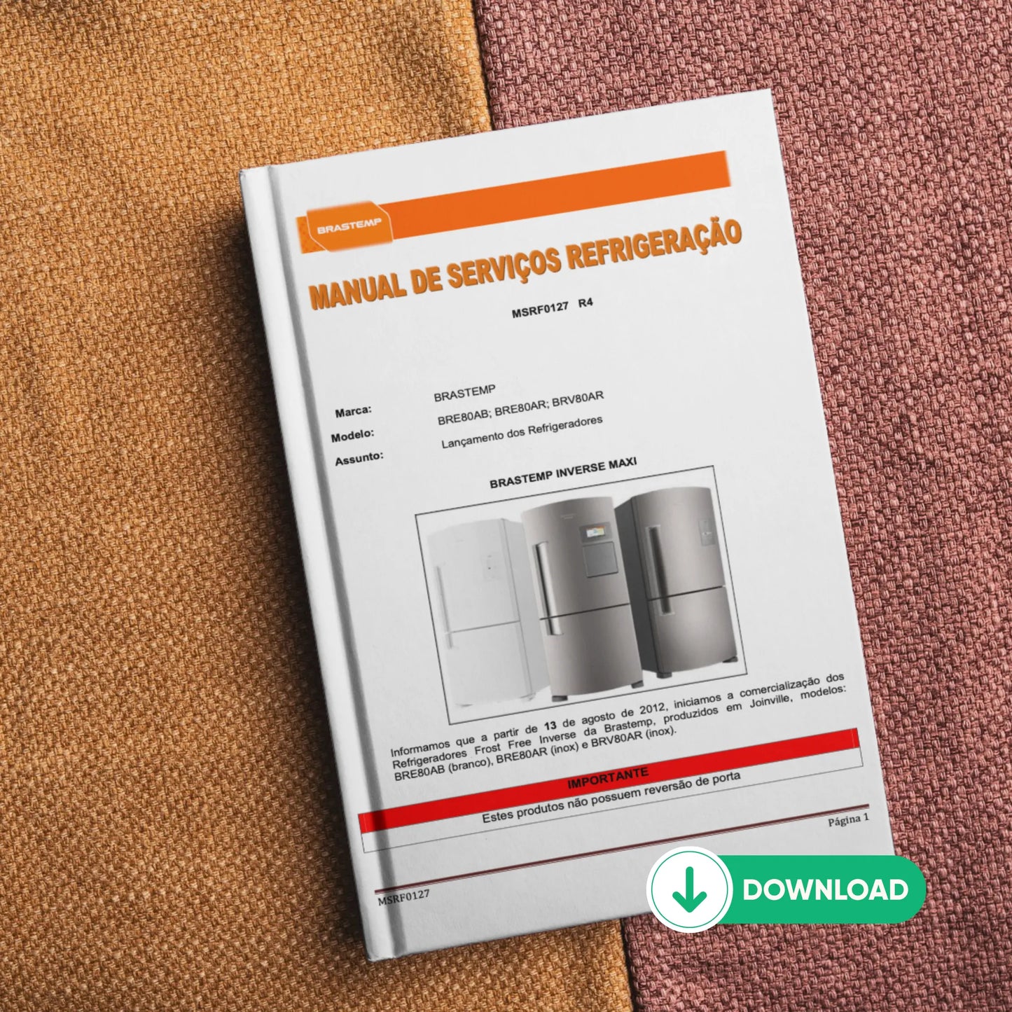 Manual Técnico de Serviços Refrigerador Brastemp BRE80AB/AR, BRV80AR - Baixar PDF