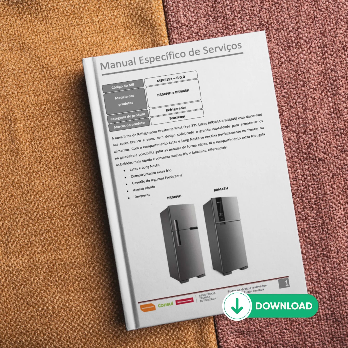 Manual Técnico de Serviços Refrigerador Brastemp BRM44H, BRM45H - Baixar PDF