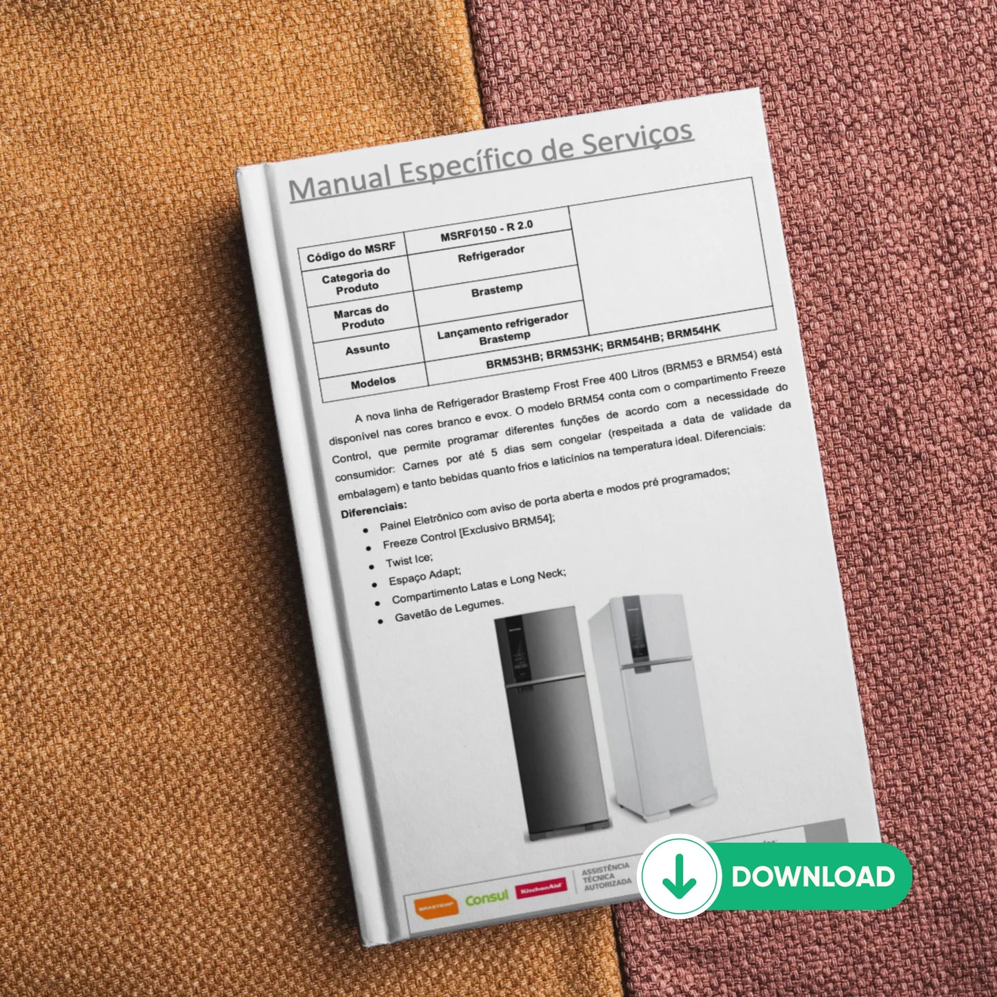 Manual técnico de servicio de refrigeradores Brastemp BRM53 y BRM54 - Descargar PDF