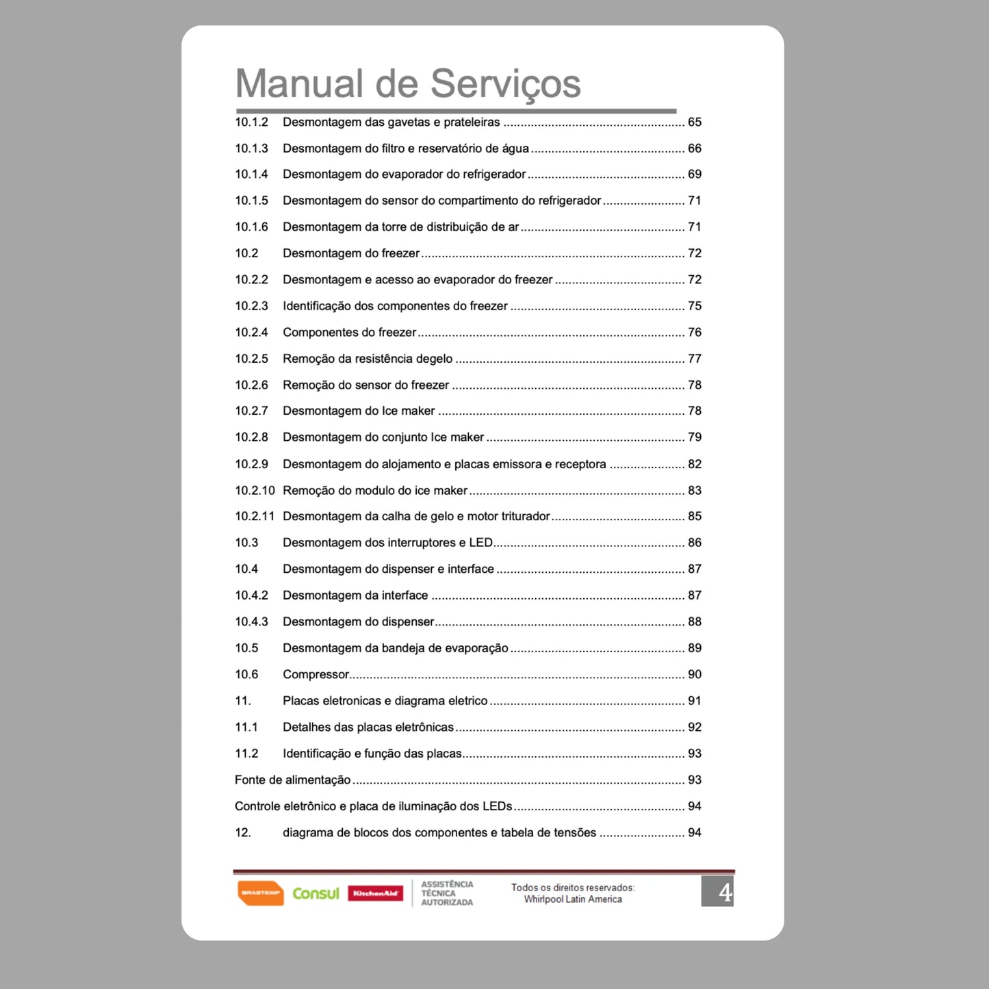 Manual Técnico de Serviços Refrigerador Brastemp BRS75BR - Baixar PDF