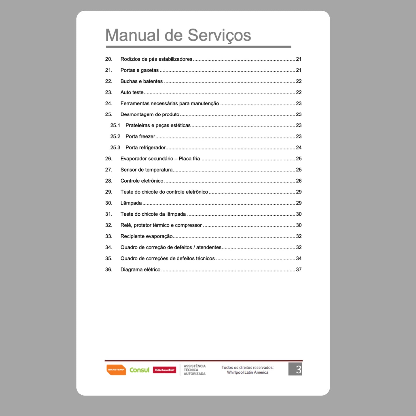 Manual Técnico de Serviços Refrigerador Consul CRD36 - Baixar PDF Consul