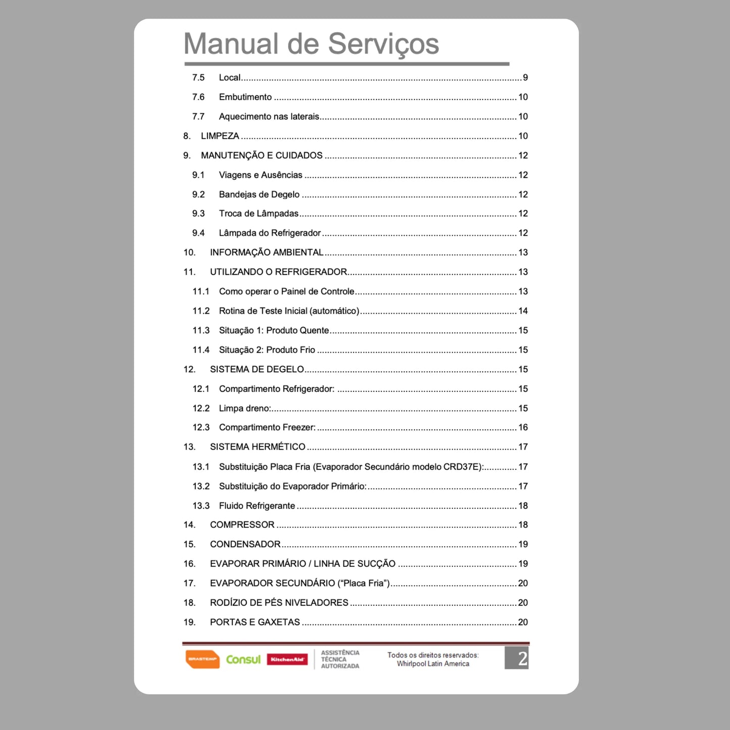 Manual de servicio técnico del refrigerador Consul CRD37 - Descargar PDF