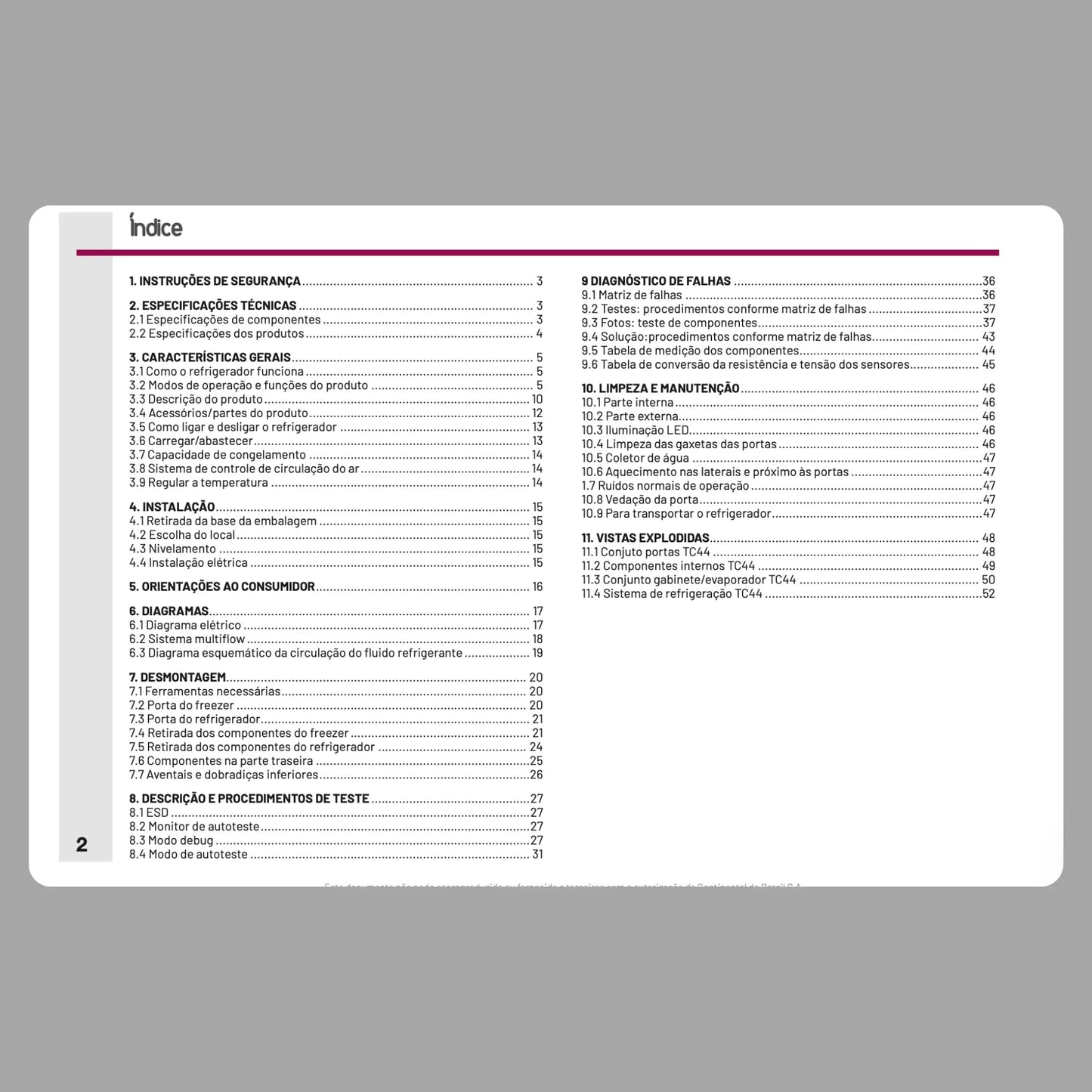 Manual Técnico de Serviços Refrigerador Continental TC41, TC41S, TC44, TC44S - Baixar PDF Continental