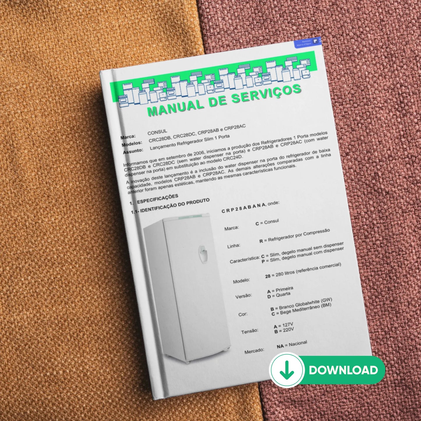 Manual de servicio del refrigerador Electrolux CRC28DB/CRC28DC/CRP28AB/CRP28AC - Descargar PDF