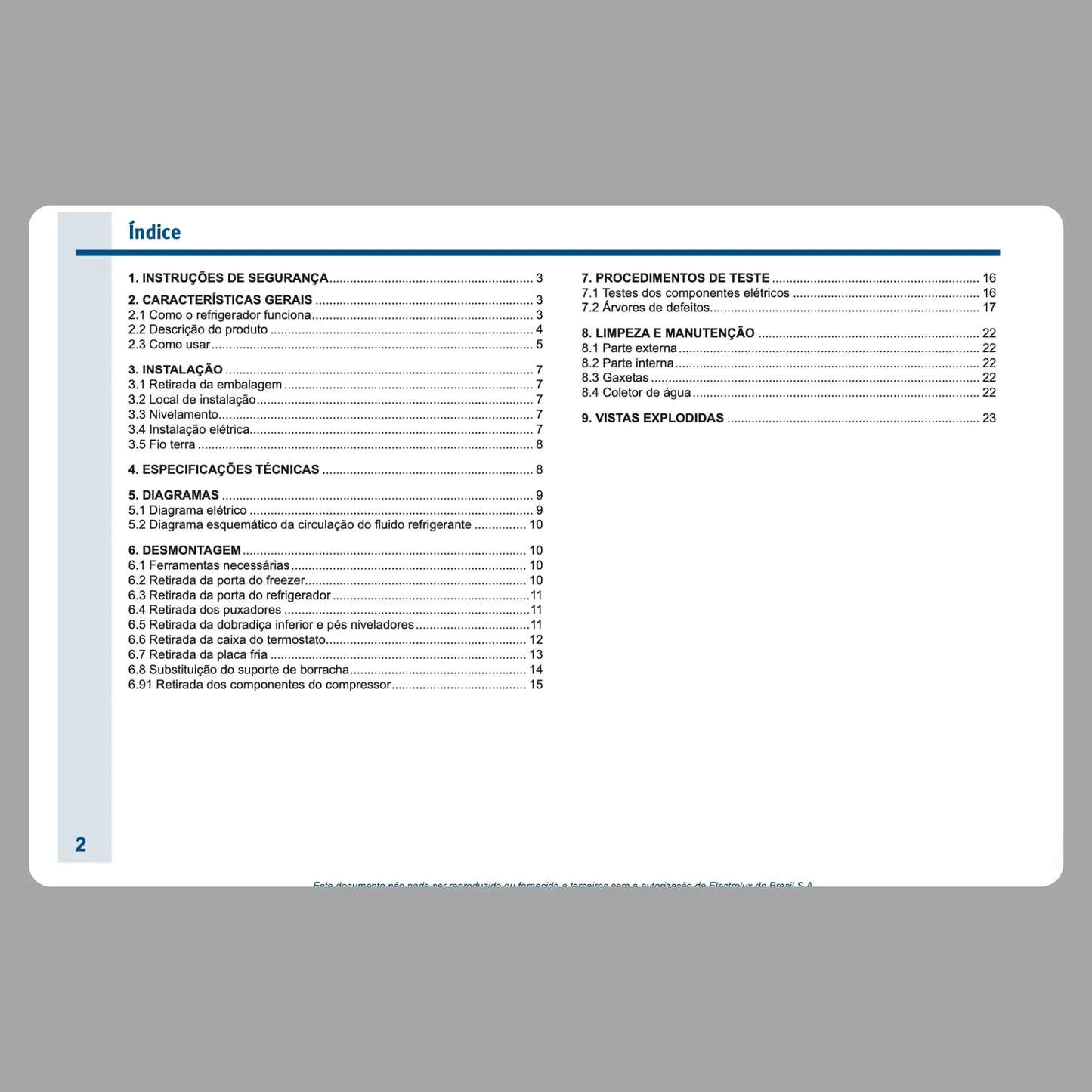 Manual Técnico de Serviços Refrigerador Electrolux DC37 - Baixar PDF Electrolux