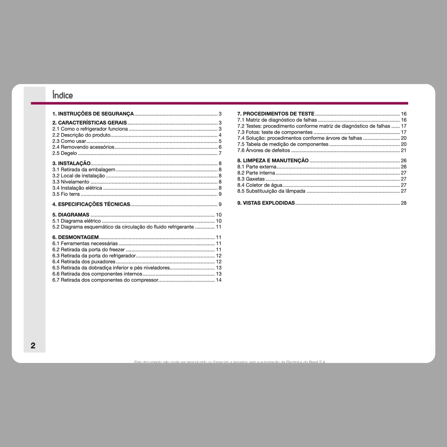 Manual Técnico de Serviços Refrigerador Electrolux DC51 - Baixar PDF Electrolux