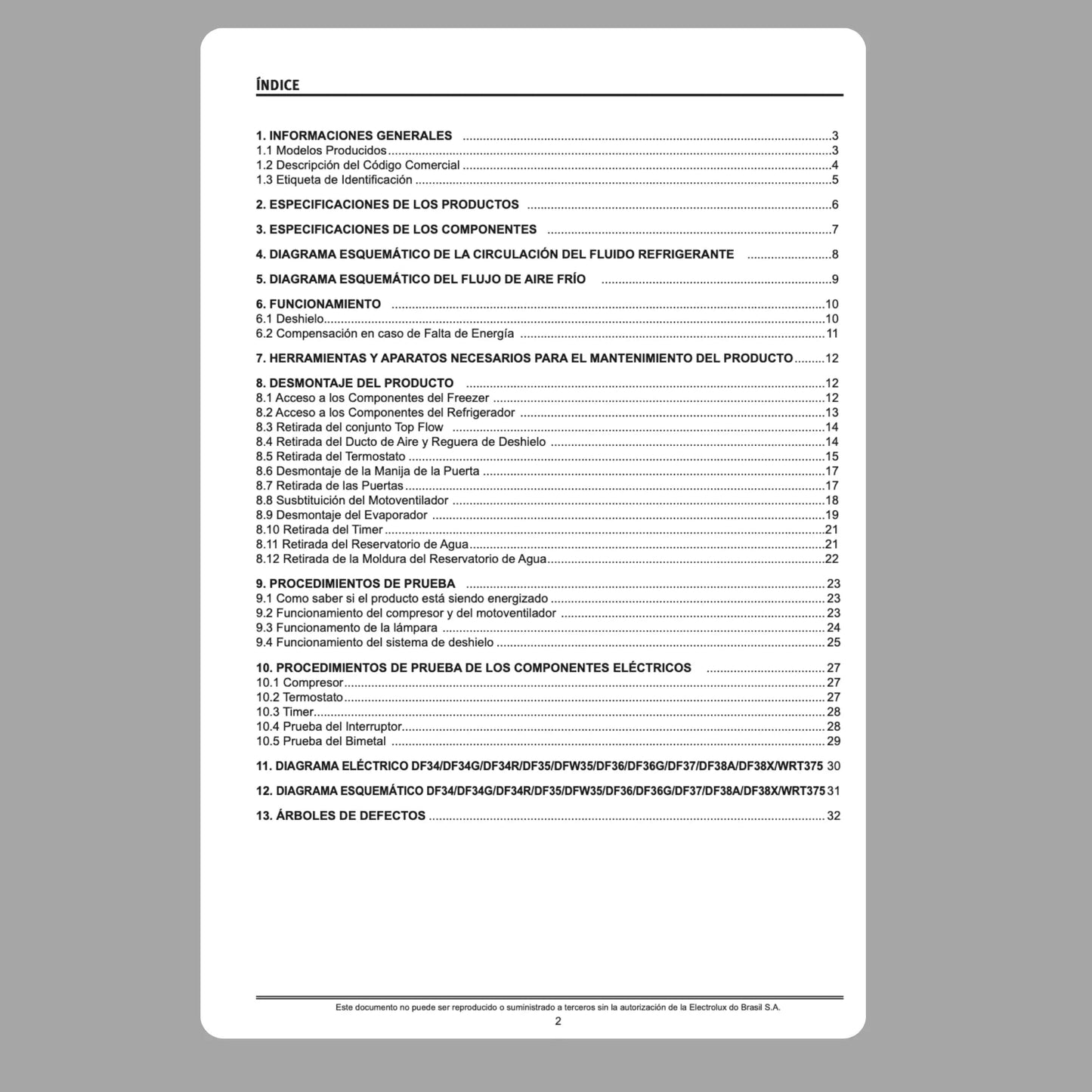 Manual Técnico de Serviços Refrigerador Electrolux DF34/35/36/37/38 - Baixar PDF Electrolux