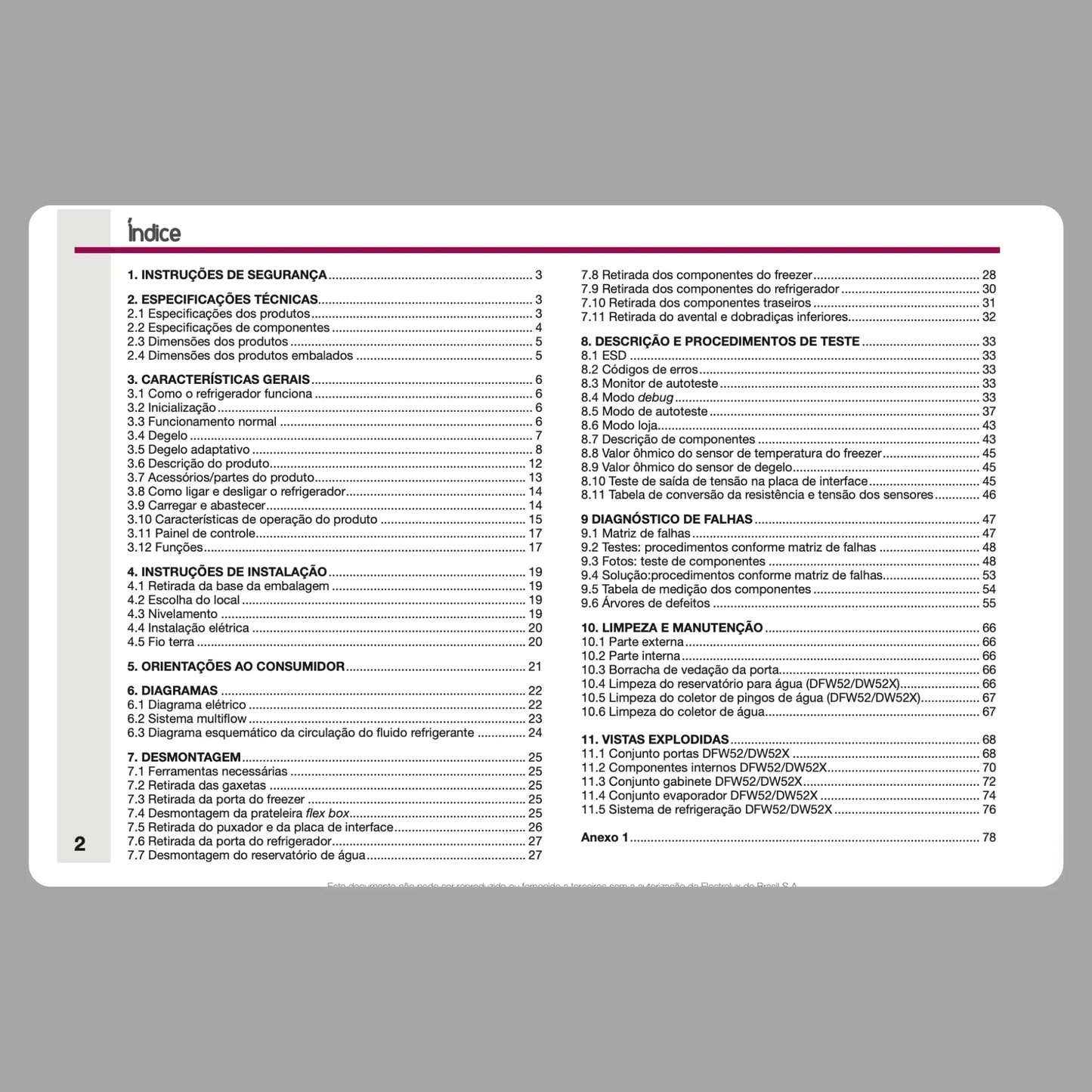 Manual Técnico de Serviços Refrigerador Electrolux DF52X, DFW52, DW52X, DFN52 - Baixar PDF Electrolux