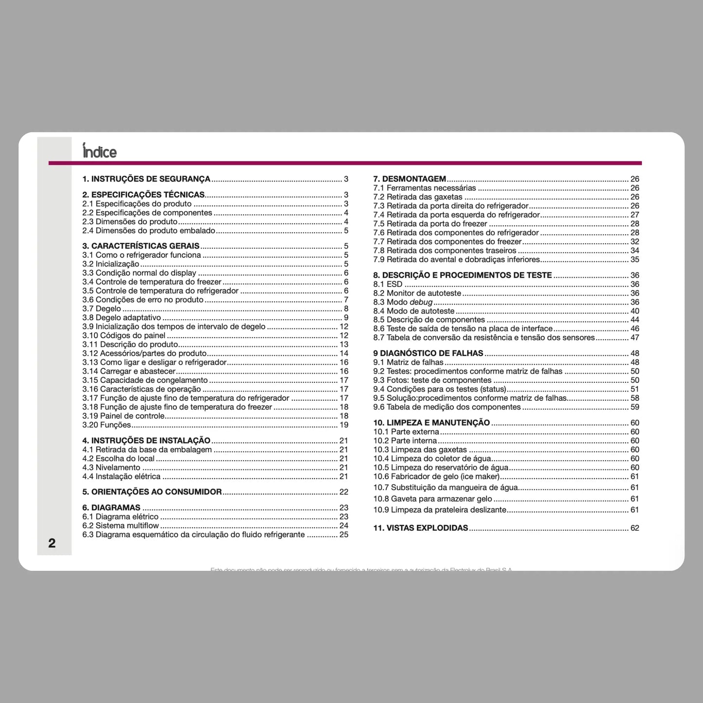 Manual Técnico de Serviços Refrigerador Electrolux DM83X - Baixar PDF Electrolux