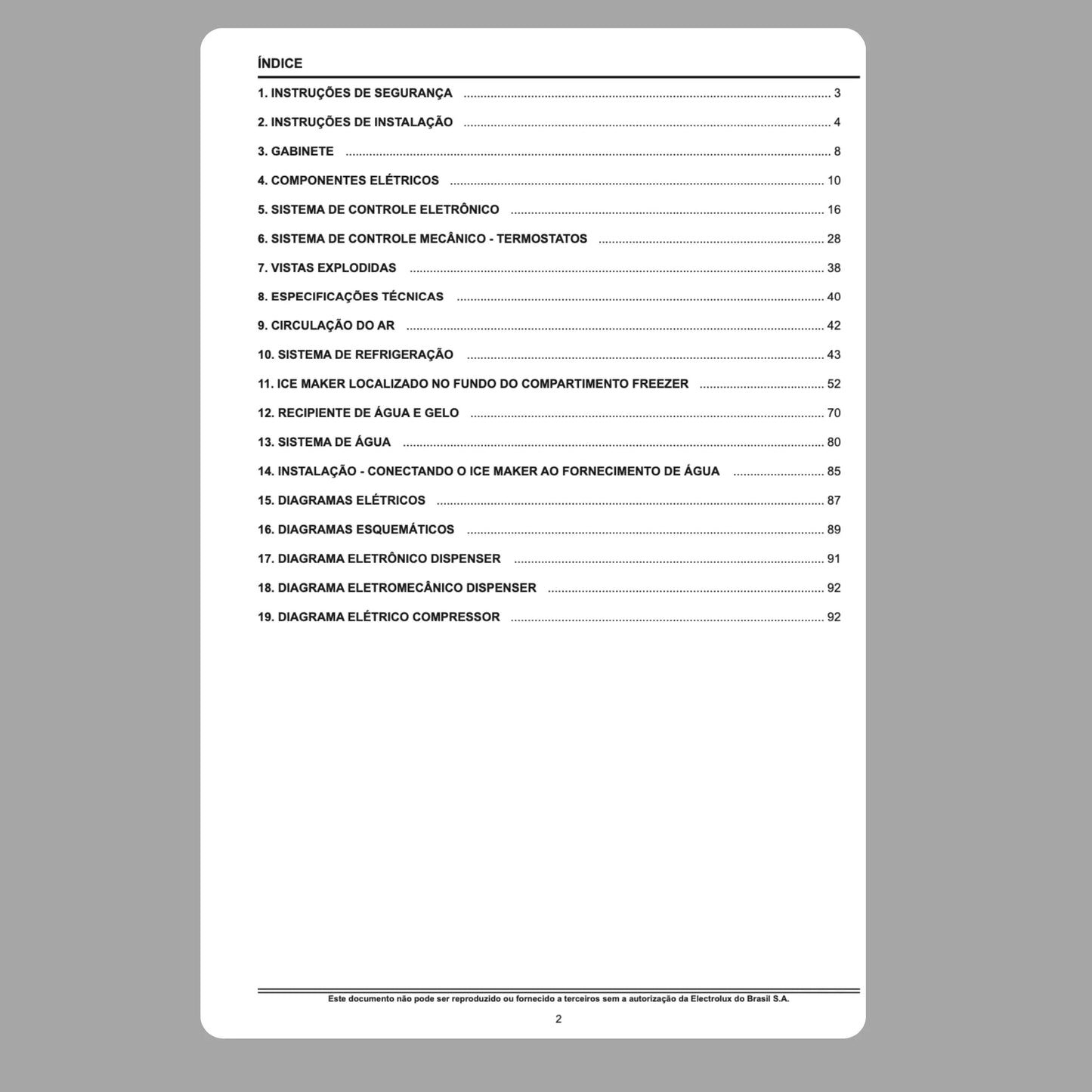 Manual Técnico de Serviços Refrigerador Electrolux SS75, SS76X, SS77X - Baixar PDF Electrolux