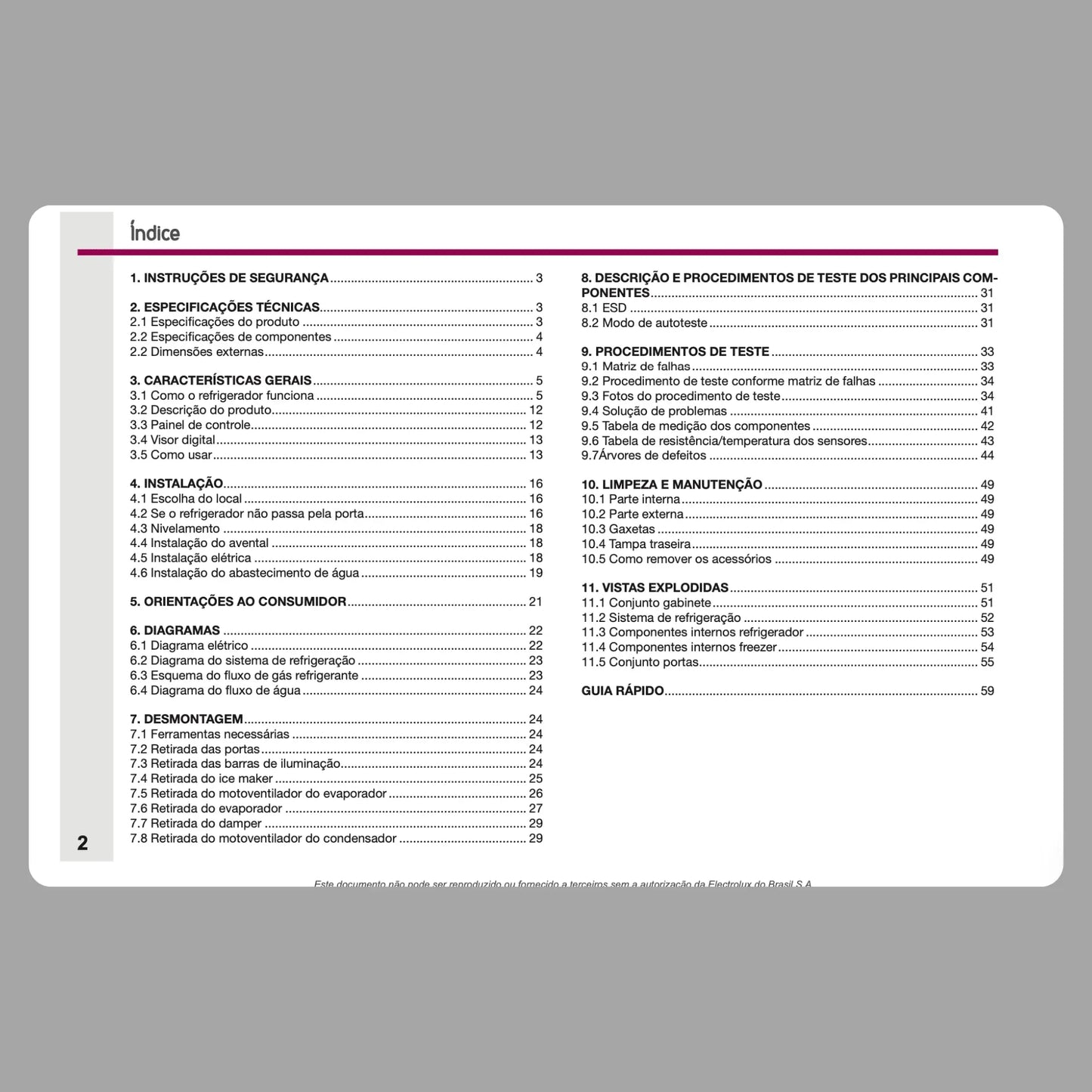 Manual Técnico de Serviços Refrigerador Electrolux SS90X - Baixar PDF Electrolux