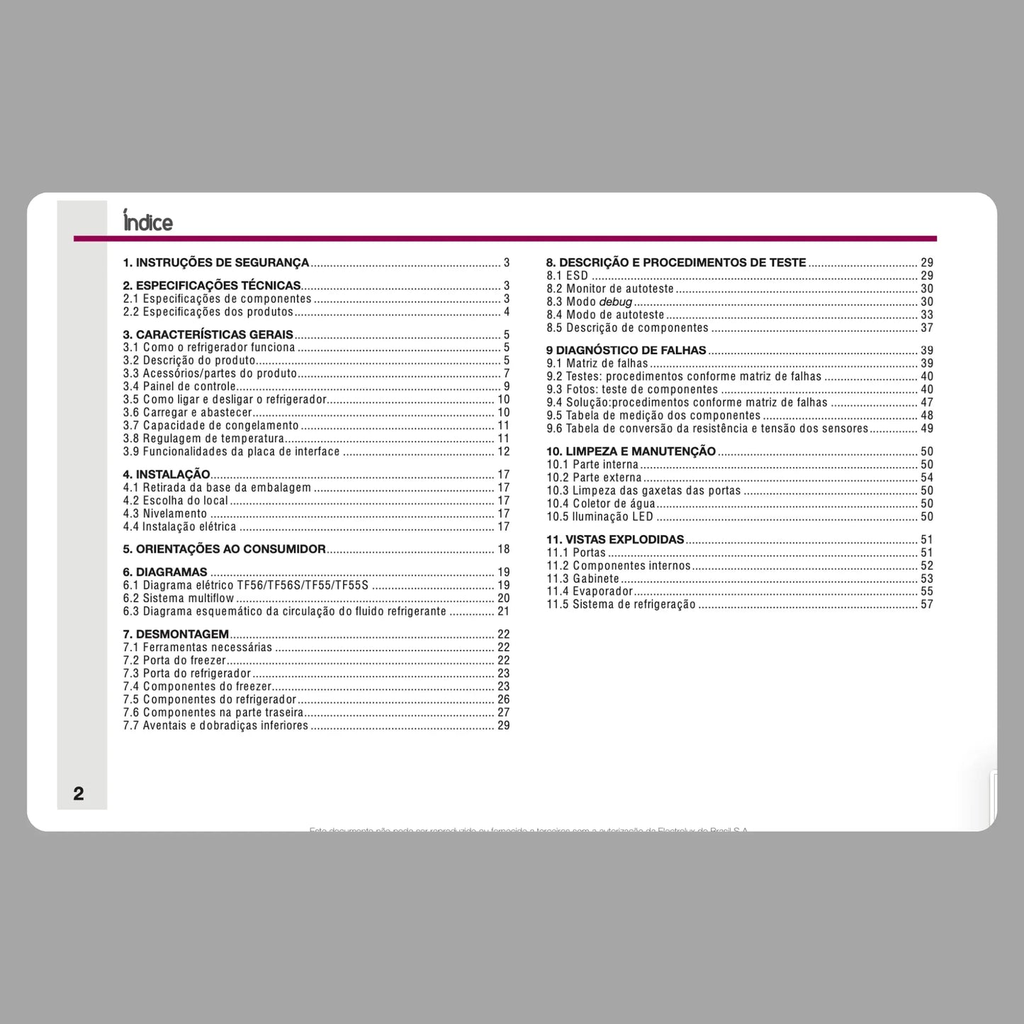 Manual Técnico de Serviços Refrigerador Electrolux TF56, TF56S, TF55, TF55S - Baixar PDF Electrolux