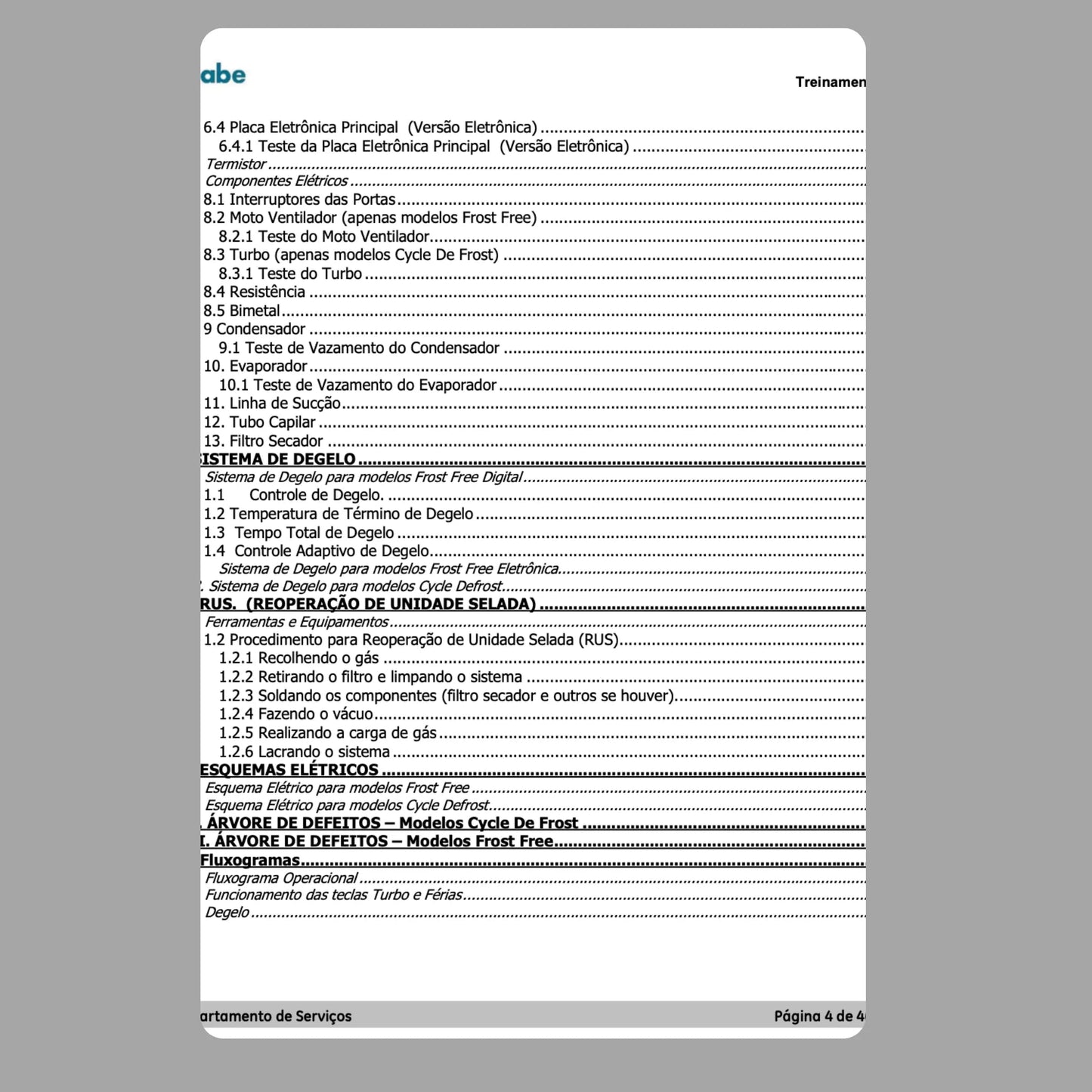 Manual Técnico de Serviços Refrigerador GE REGE410 - Baixar PDF GE