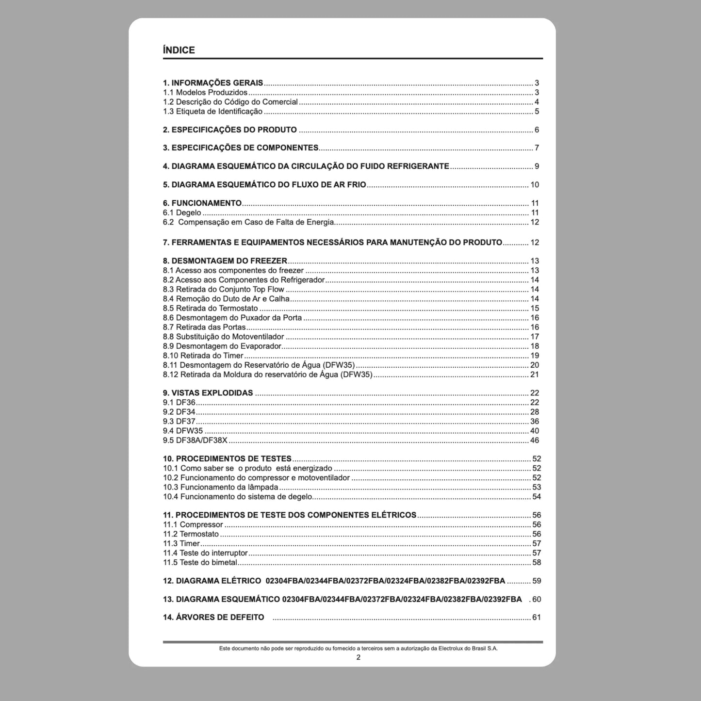 Manual Técnico de Serviços Freezer Horizontal e Vertical Electrolux - Baixar PDF Electrolux