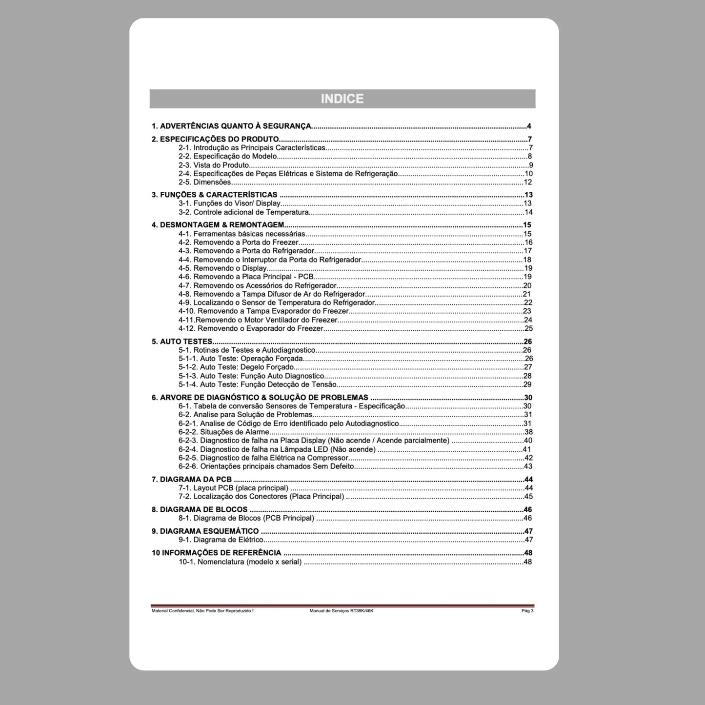 Manual Técnico de Serviços Refrigeradores Samsung RT46K6A4K / RT38K5A05 - Baixar PDF Electrolux