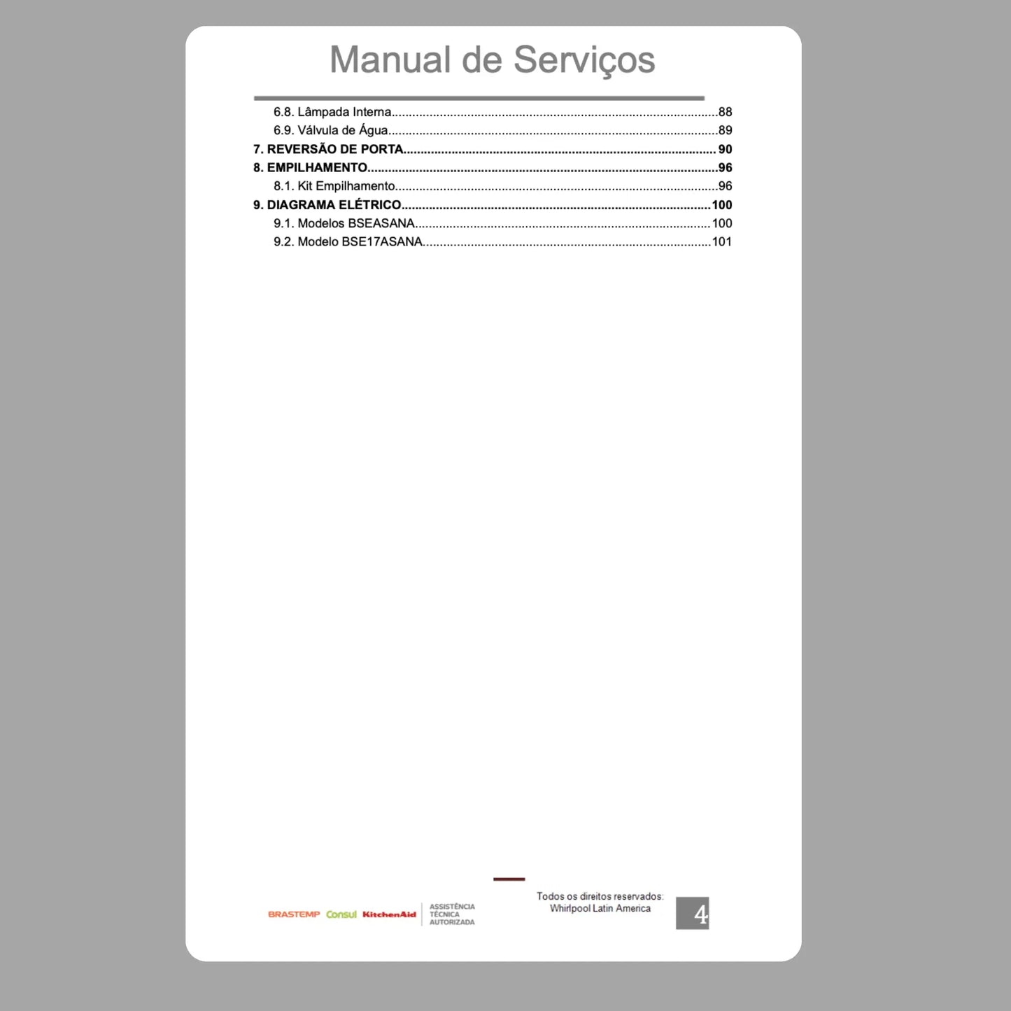 Manual Técnico de Serviços Secadora Brastemp BSE17ASA e BSE17ASAB - Baixar PDF Brastemp