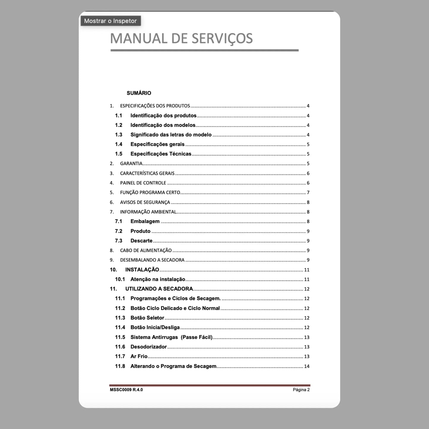 Manual Técnico de Serviços Secadora Brastemp BSR10A e BSI10A - Baixar PDF Brastemp