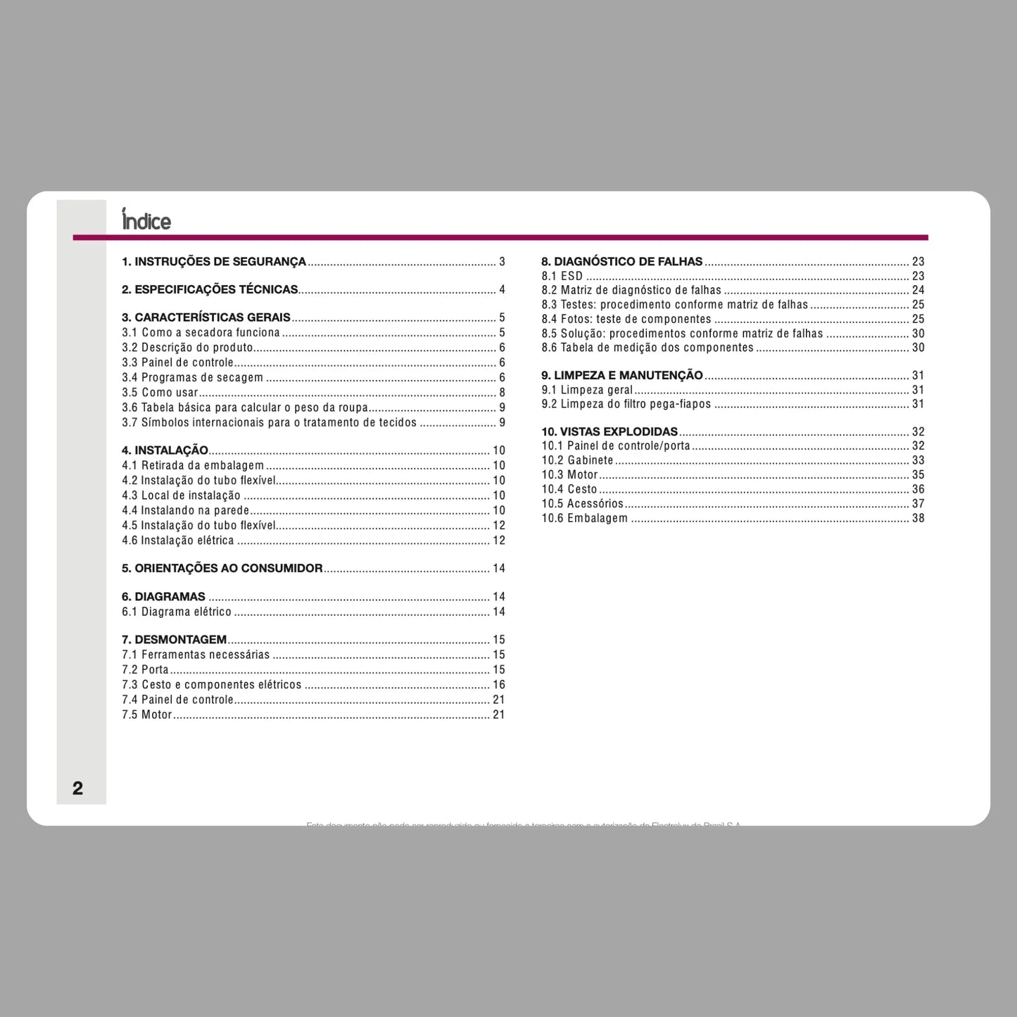 Manual Técnico de Serviços Secadora Electrolux SVP10, SVP11 - Baixar PDF