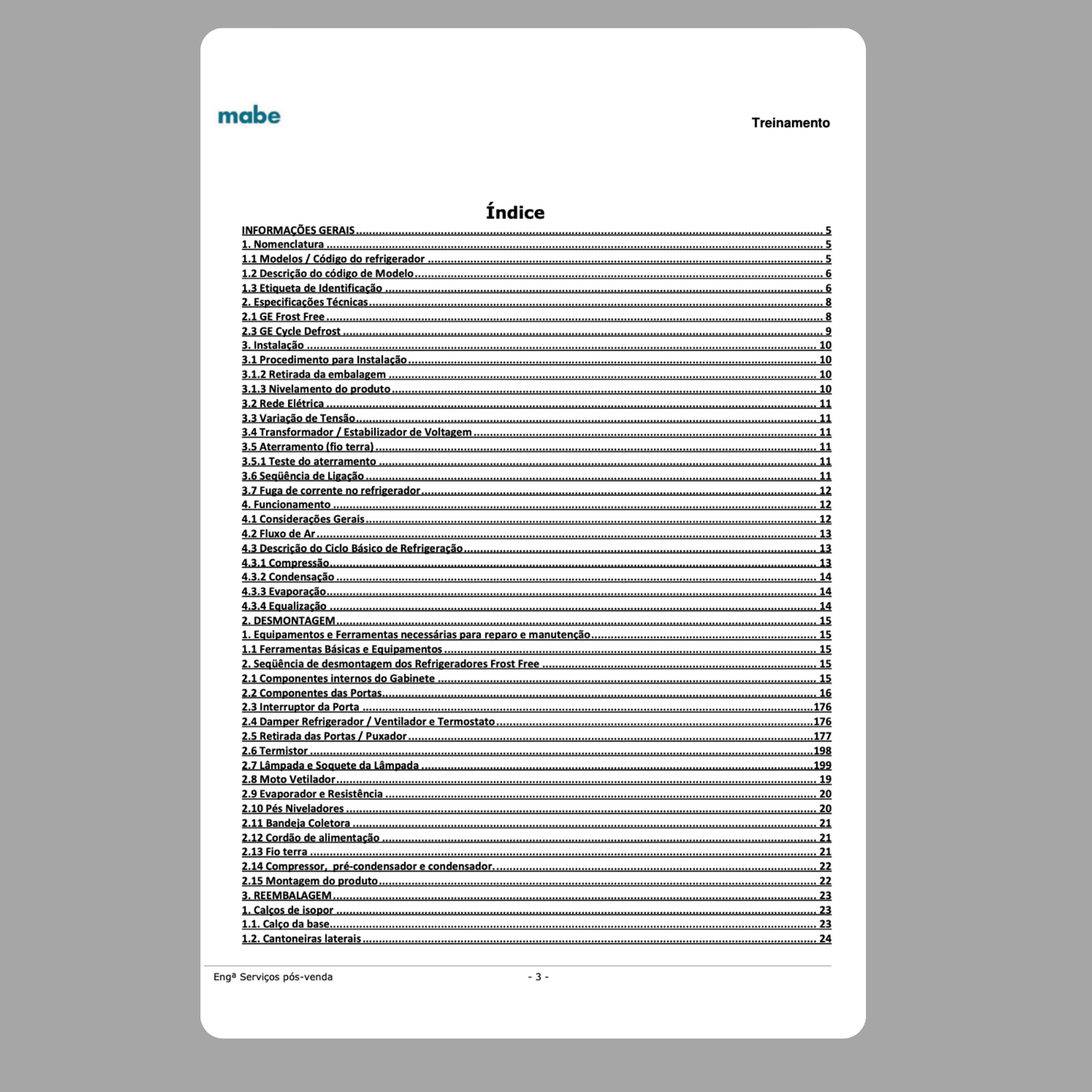 Manual Técnico de Serviços Refrigerador GE - Baixar PDF
