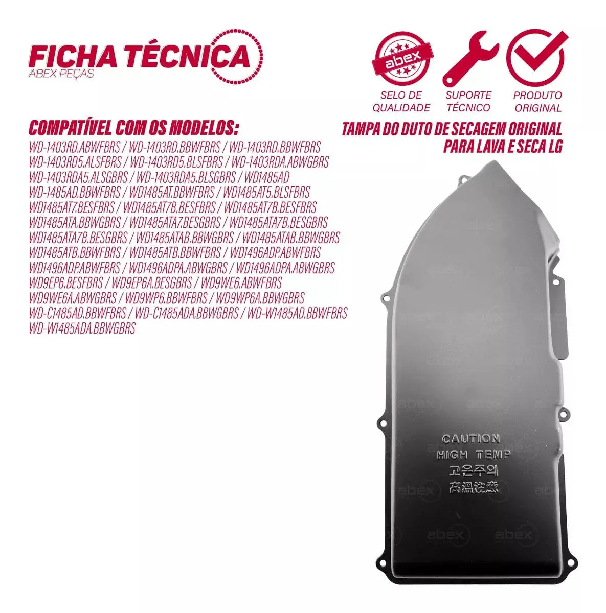 Tampa do Duto de Secagem Lava e Seca LG Original - Compatível com Diversos Modelos Refrimaq Loja
