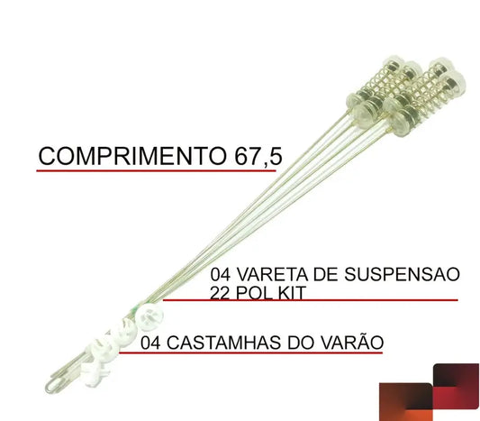 Kit de barras de suspensión Brastemp/Consul (4 unidades, 67 cm), original W10764578