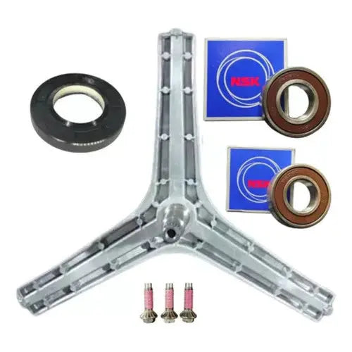 KIT EIXO TRIPE + RETENTOR + 03 PARAFUSOS + 02 ROLAMENTOS NSK - LAVA E SECA SAMSUNG VÁRIOS MODELOS