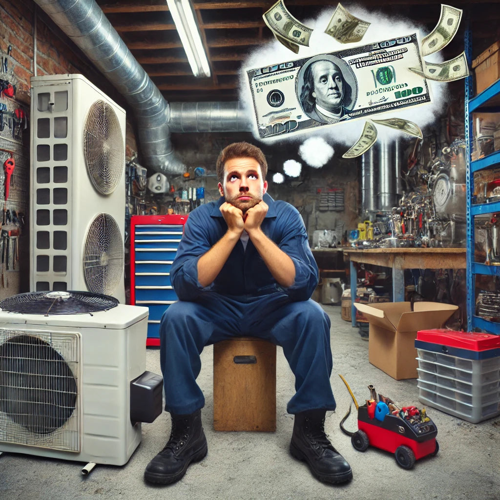 pessoa triste por está perdendo dinheiro por não consertar máquinas de lavar roupas