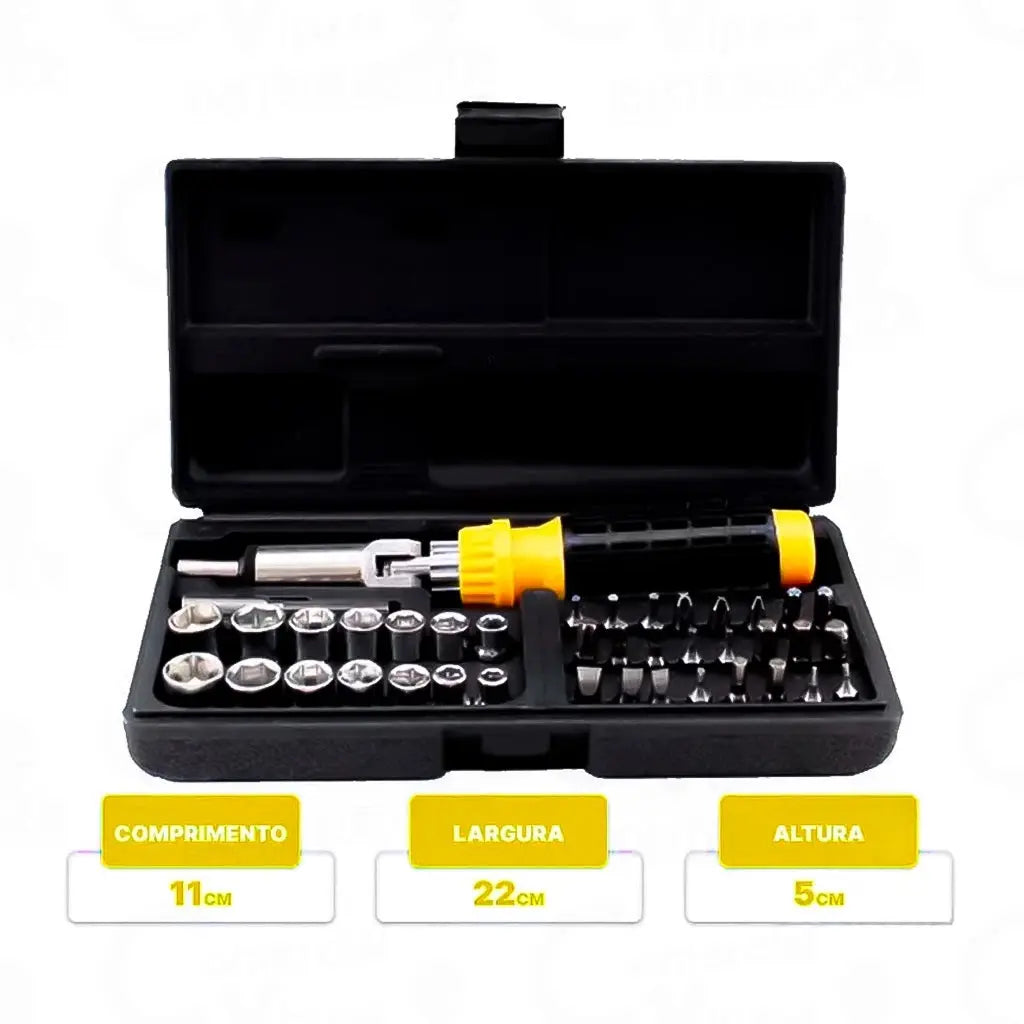 Jogo de Ferramentas com Maleta 241 Peças - Soquetes, Bits e Chave Catraca Reversível Semiprofissional shopee