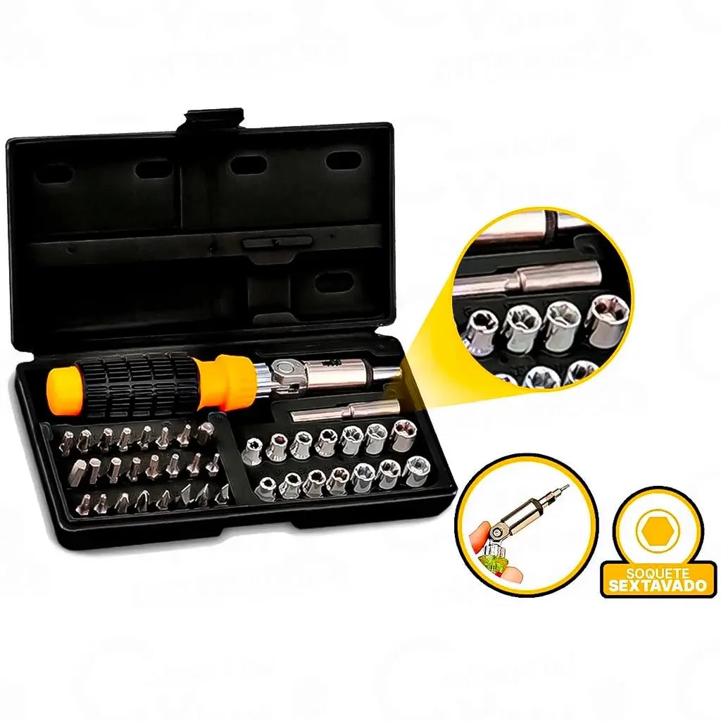Jogo de Ferramentas com Maleta 241 Peças - Soquetes, Bits e Chave Catraca Reversível Semiprofissional shopee