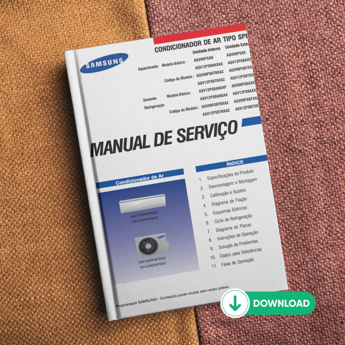 Manual de servicio del aire acondicionado Samsung AQV12VBE Descargar