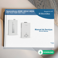 Manual Técnico de Serviços Aquecedores a Gás Electrolux AQ08, AQ16 e AQ24 - Baixar PDF