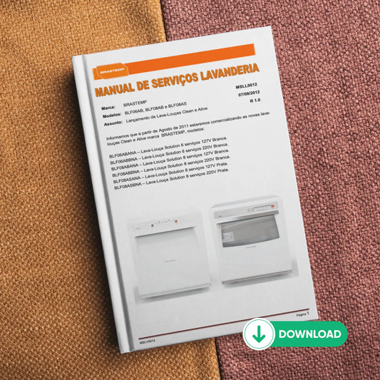 Manual técnico de servicio de lavavajillas Brastemp BLF06AB, BLF08AB y BLF08AS - Descargar PDF