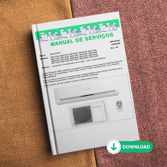 Manual Técnico de Servicio de Aire Acondicionado Split Brastemp Ative BBF, BBG, BBR y BBT - Descargar PDF