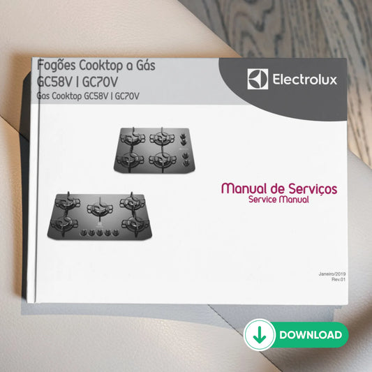 Manual técnico de servicio de las estufas Electrolux GC58V y GC70V - Descargar PDF