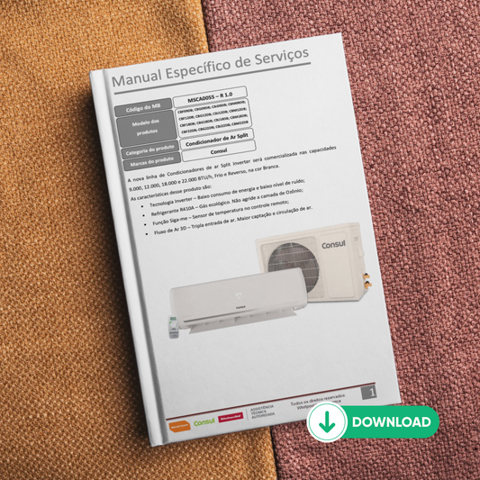 Manual Técnico de Serviços Ar-Condicionado Consul Split Inverter 9K, 12K, 18K e 22K - Baixar PDF