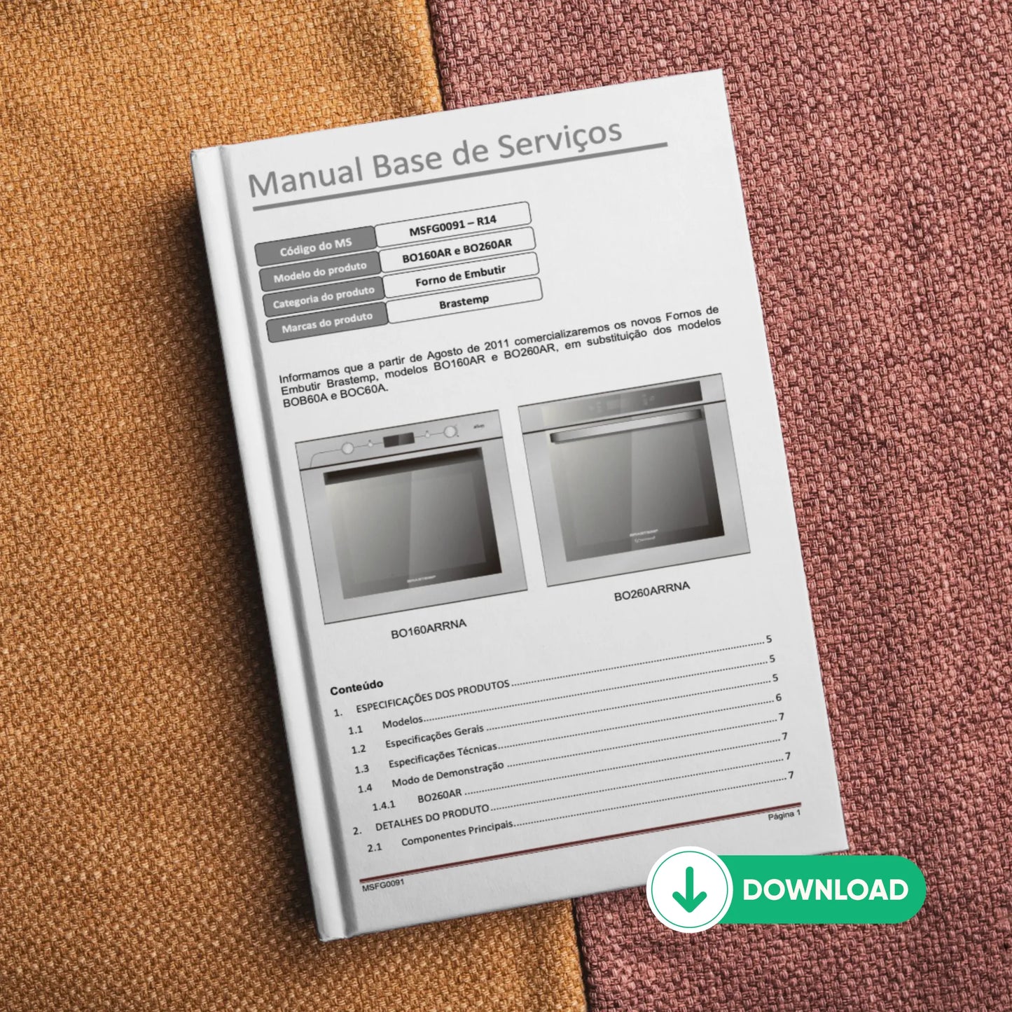 Manual de servicio técnico de Brastemp BO160AR y BO260AR - Descargar PDF