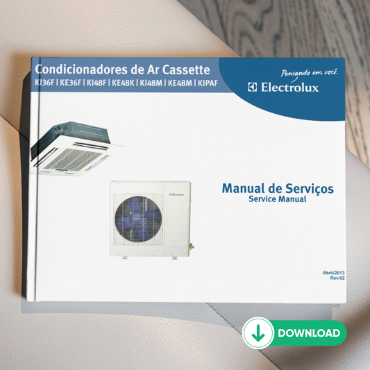 Manual técnico de servicio de aire acondicionado de suelo-techo Electrolux KI36F, KI48M, KI48F y KE36F, KE48M, KE48F - Descargar PDF