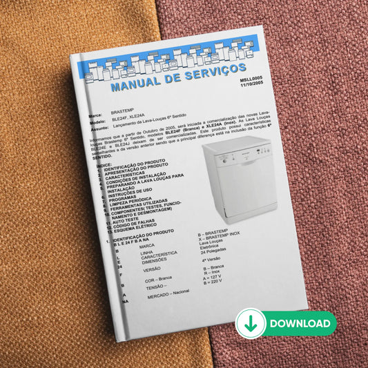 Manual Servicio Técnico Lavavajillas Brastemp 6º Sentido BLE24F/XLE24A - Descargar PDF